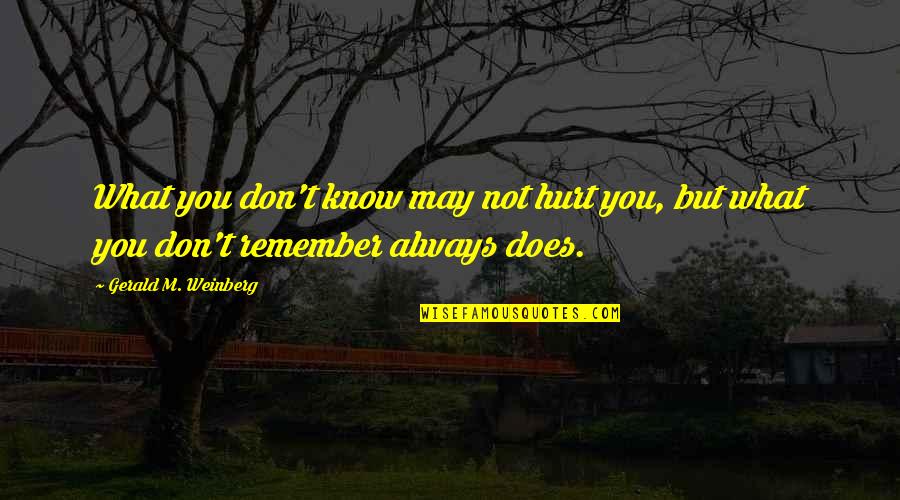 It May Hurt Now Quotes By Gerald M. Weinberg: What you don't know may not hurt you,