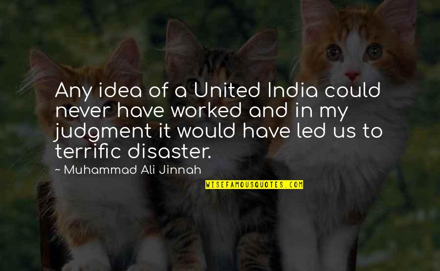 It Never Worked Out Quotes By Muhammad Ali Jinnah: Any idea of a United India could never