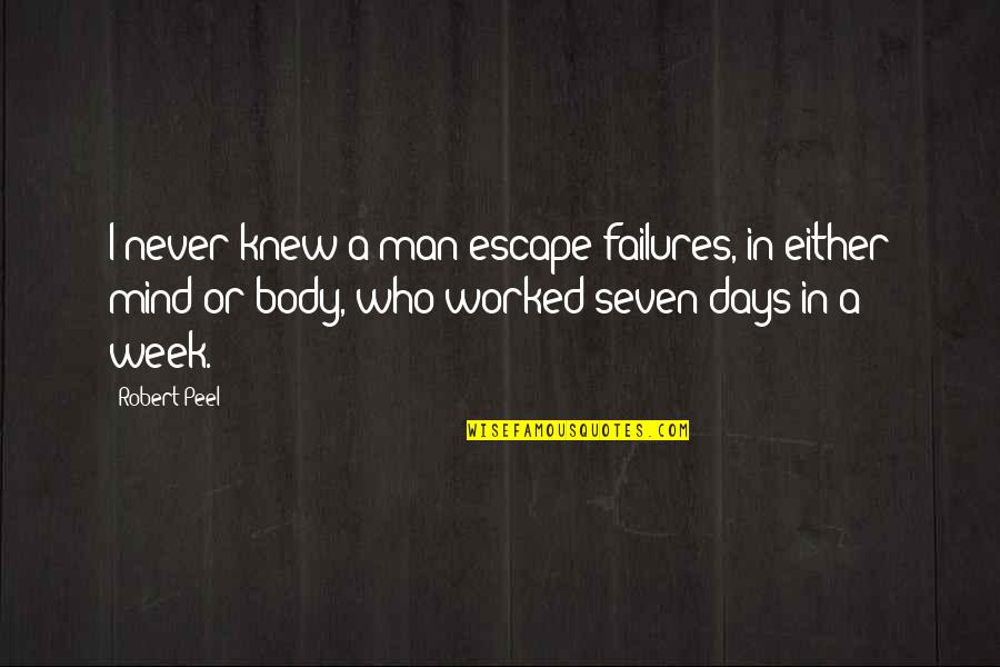 It Never Worked Out Quotes By Robert Peel: I never knew a man escape failures, in
