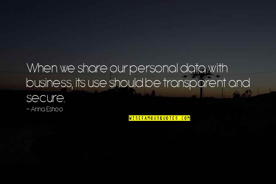 It None Of Your Business Quotes By Anna Eshoo: When we share our personal data with business,
