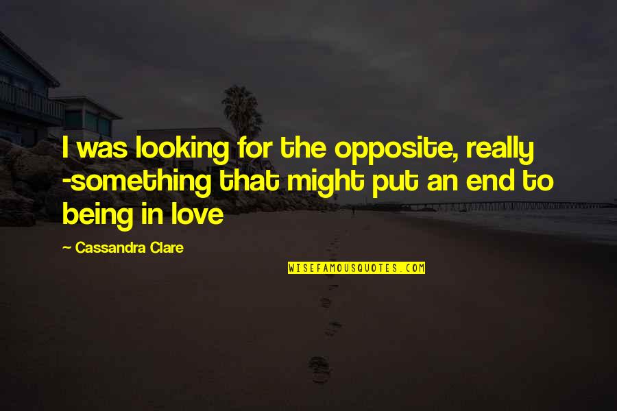 It Not Being The End Quotes By Cassandra Clare: I was looking for the opposite, really -something It Not Being The End Quotes By Cassandra Clare: I was looking for the opposite, really -something