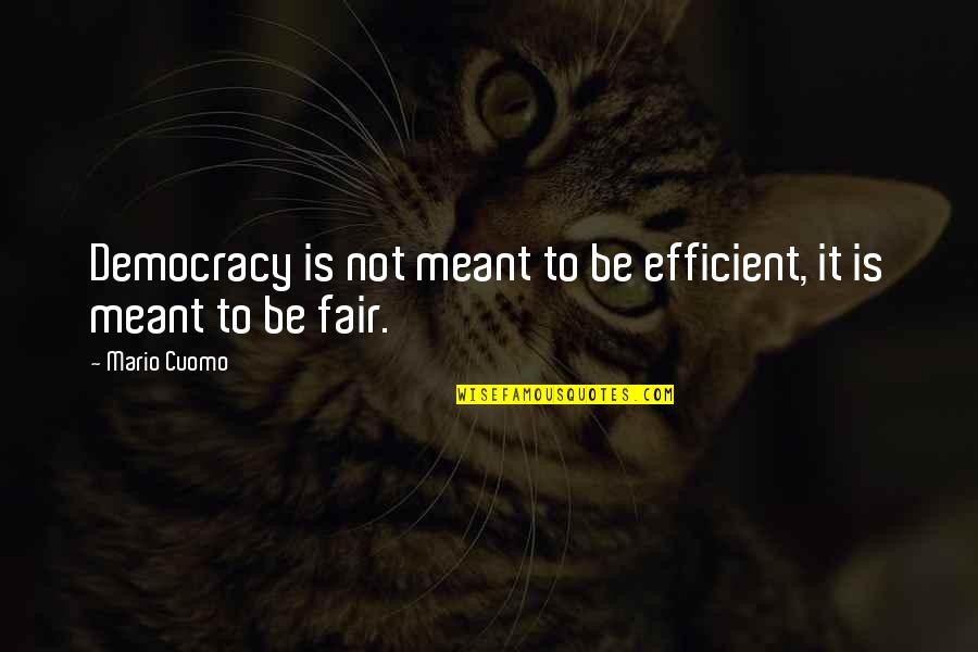 It Not Fair Quotes By Mario Cuomo: Democracy is not meant to be efficient, it