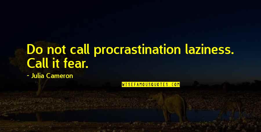 It Not Fear Quotes By Julia Cameron: Do not call procrastination laziness. Call it fear.