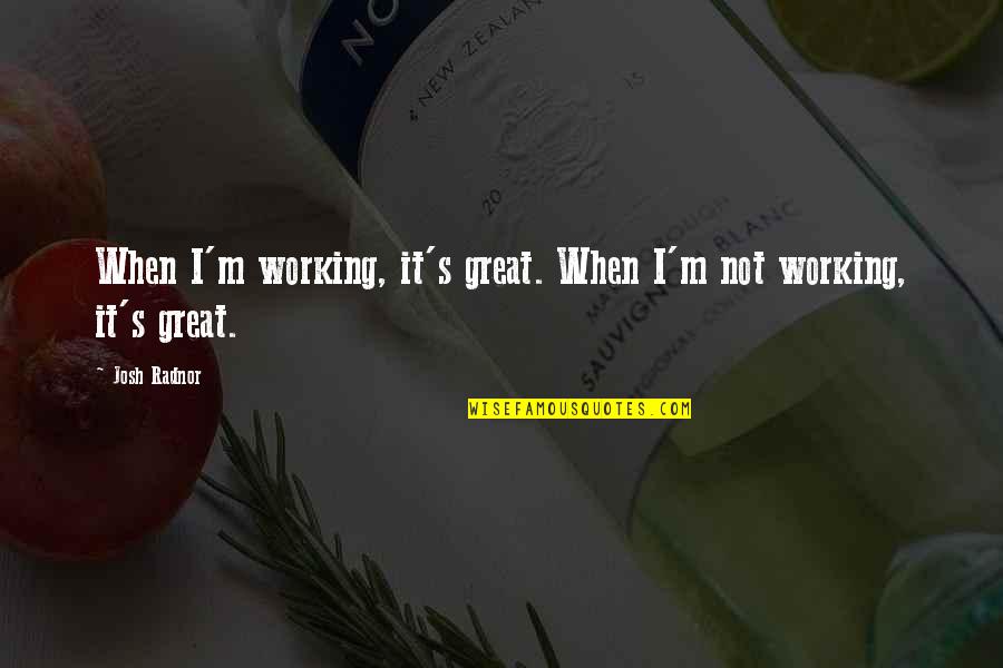 It Not Working Quotes By Josh Radnor: When I'm working, it's great. When I'm not