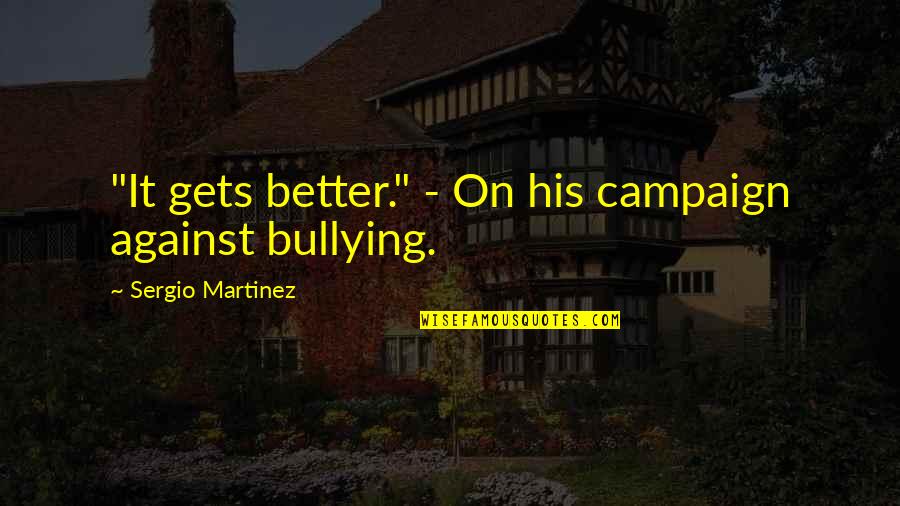 It Only Gets Better Quotes By Sergio Martinez: "It gets better." - On his campaign against