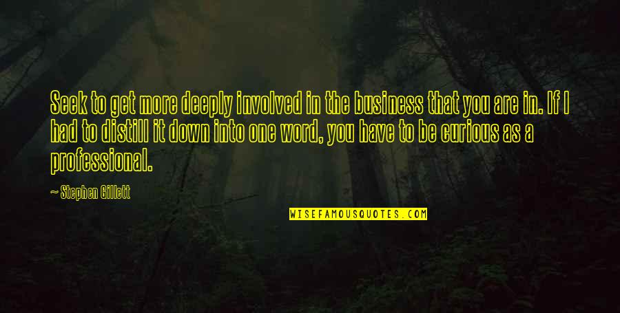 It Professional Quotes By Stephen Gillett: Seek to get more deeply involved in the