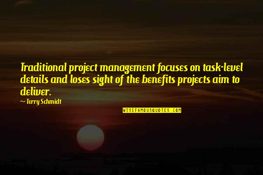 It Project Management Quotes By Terry Schmidt: Traditional project management focuses on task-level details and