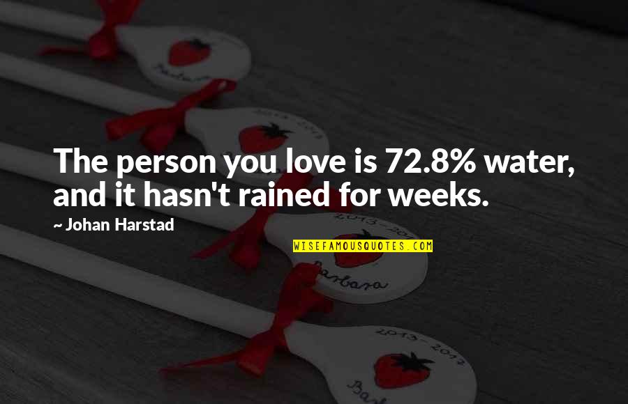 It Rained Quotes By Johan Harstad: The person you love is 72.8% water, and