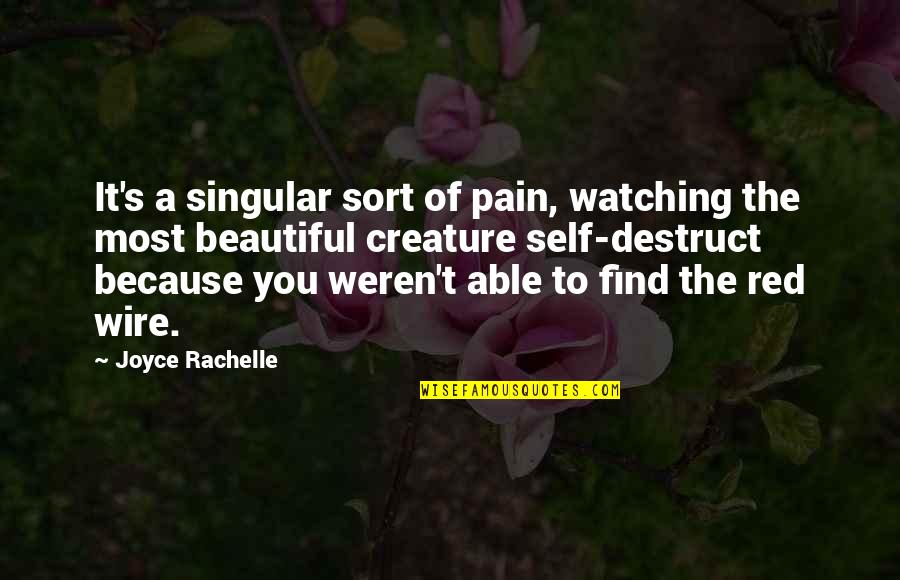 It Suicide Quotes By Joyce Rachelle: It's a singular sort of pain, watching the It Suicide Quotes By Joyce Rachelle: It's a singular sort of pain, watching the