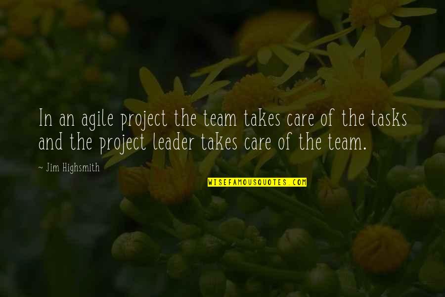 It Takes A Team Quotes By Jim Highsmith: In an agile project the team takes care