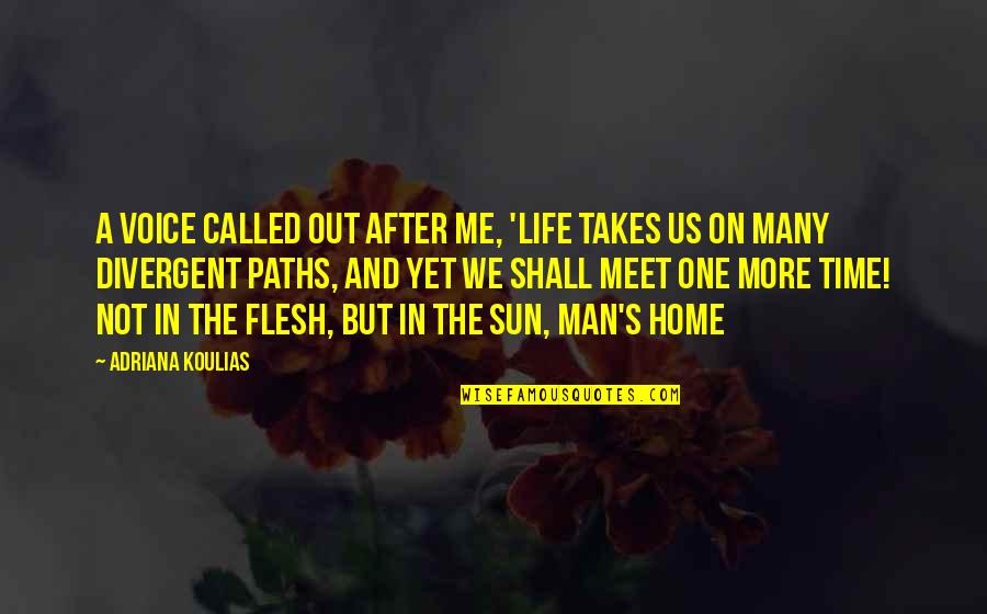 It Takes One Man Quotes By Adriana Koulias: A voice called out after me, 'life takes