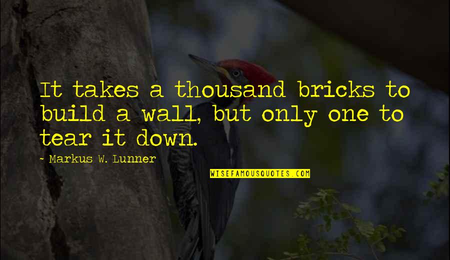 It Takes One Quotes By Markus W. Lunner: It takes a thousand bricks to build a