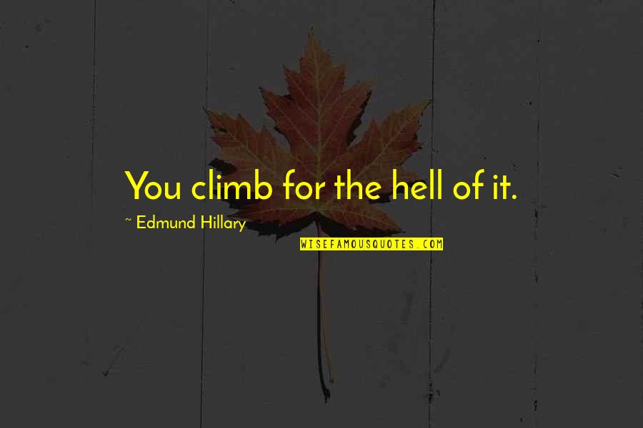 It The Climb Quotes By Edmund Hillary: You climb for the hell of it.