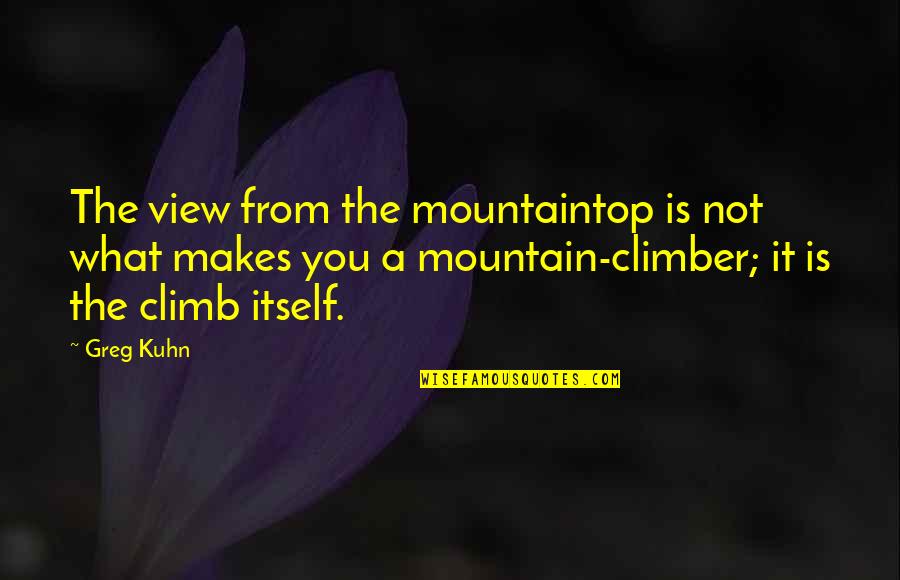It The Climb Quotes By Greg Kuhn: The view from the mountaintop is not what