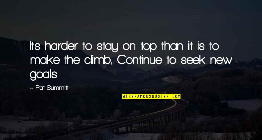It The Climb Quotes By Pat Summitt: It's harder to stay on top than it