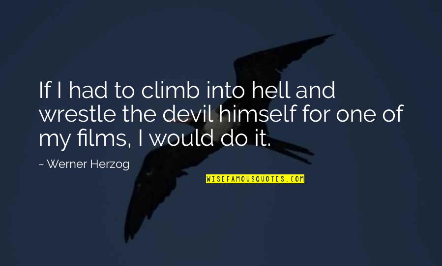 It The Climb Quotes By Werner Herzog: If I had to climb into hell and