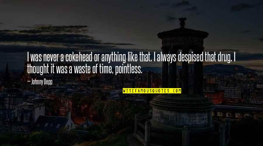 It Was A Waste Of Time Quotes By Johnny Depp: I was never a cokehead or anything like
