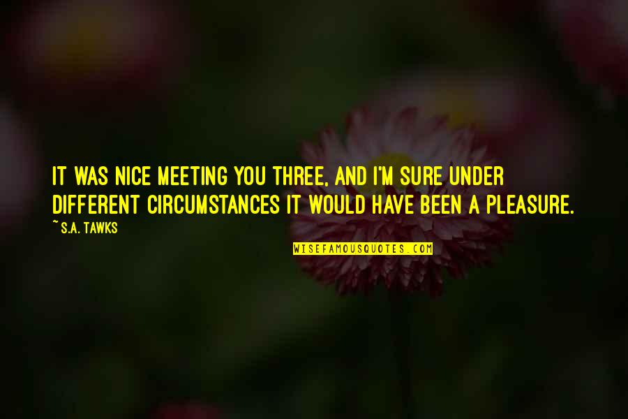 It Was Nice Meeting You Quotes By S.A. Tawks: It was nice meeting you three, and I'm