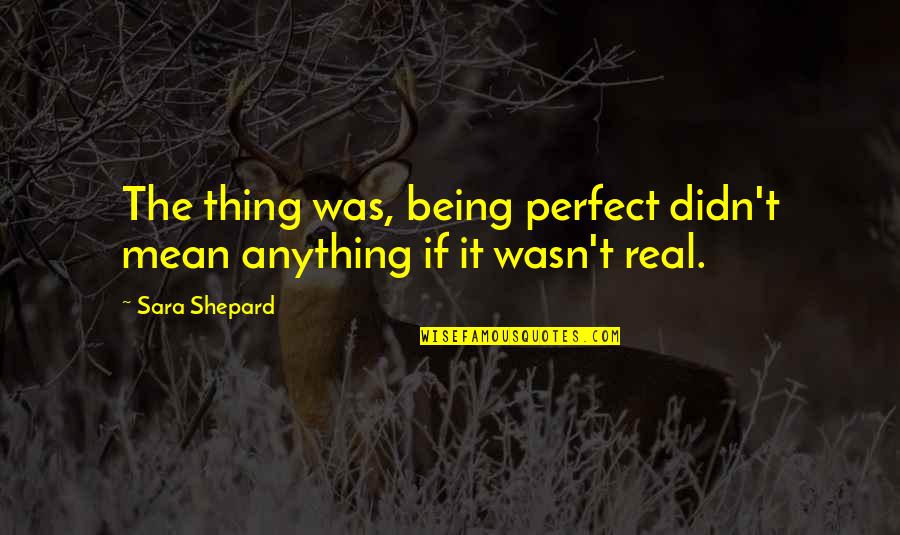 It Was Real Quotes By Sara Shepard: The thing was, being perfect didn't mean anything