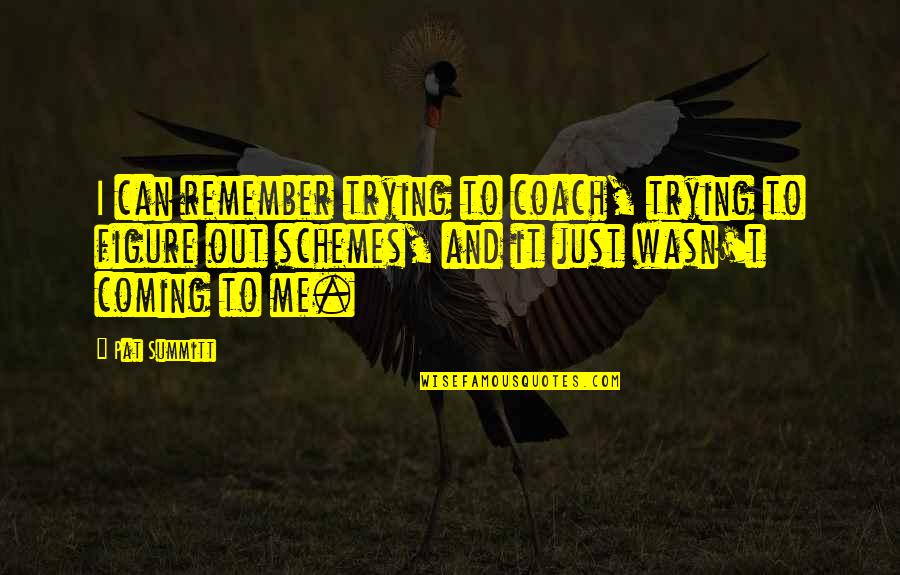 It Wasn Me Quotes By Pat Summitt: I can remember trying to coach, trying to