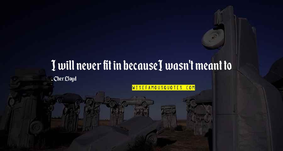 It Wasn't Meant To Be Quotes By Cher Lloyd: I will never fit in becauseI wasn't meant