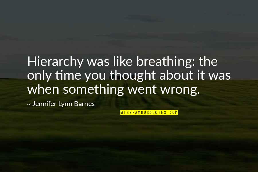 It Went Wrong Quotes By Jennifer Lynn Barnes: Hierarchy was like breathing: the only time you