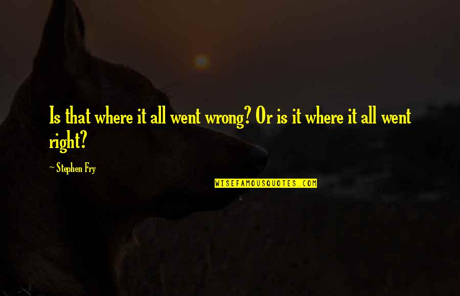 It Went Wrong Quotes By Stephen Fry: Is that where it all went wrong? Or