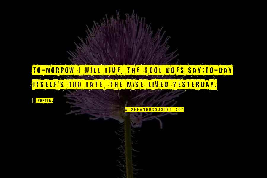 It Will Be Too Late Quotes By Martial: To-morrow I will live, the fool does say;To-day It Will Be Too Late Quotes By Martial: To-morrow I will live, the fool does say;To-day