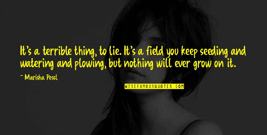It Will Grow Quotes By Marisha Pessl: It's a terrible thing, to lie. It's a