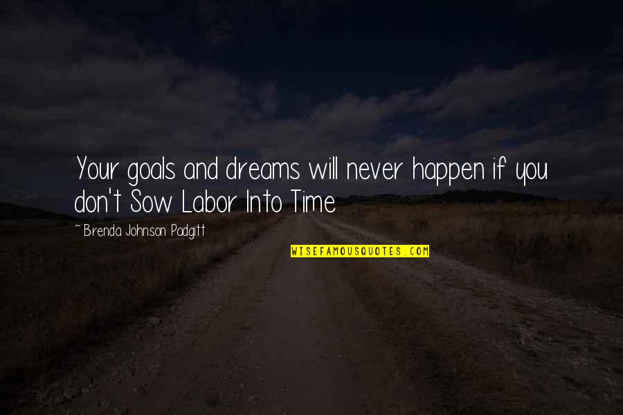 It Will Happen In Time Quotes By Brenda Johnson Padgitt: Your goals and dreams will never happen if