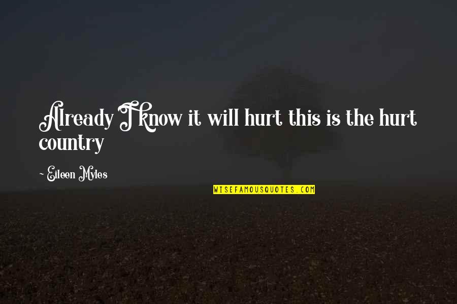 It Will Hurt Quotes By Eileen Myles: Already I know it will hurt this is