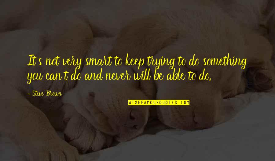 It Will Never Be Quotes By Steve Brown: It's not very smart to keep trying to It Will Never Be Quotes By Steve Brown: It's not very smart to keep trying to