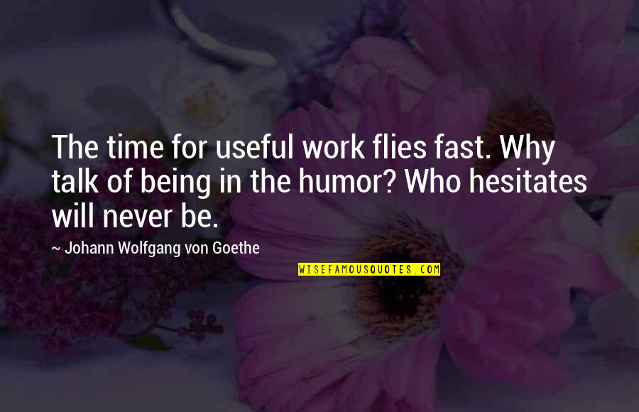 It Will Never Work Out Quotes By Johann Wolfgang Von Goethe: The time for useful work flies fast. Why