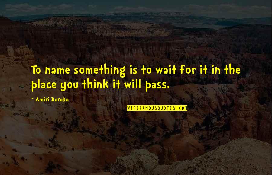 It Will Pass Quotes By Amiri Baraka: To name something is to wait for it