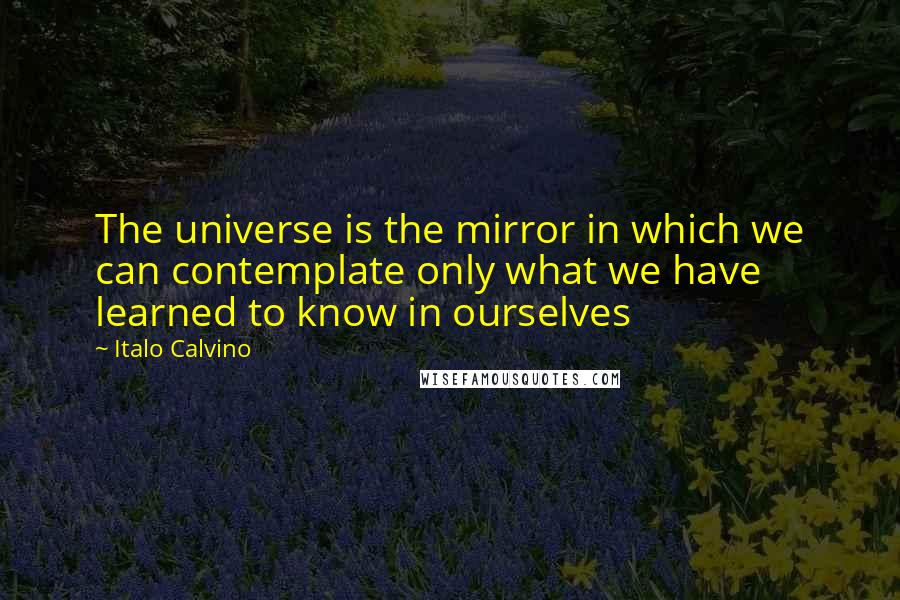 Italo Calvino quotes: The universe is the mirror in which we can contemplate only what we have learned to know in ourselves