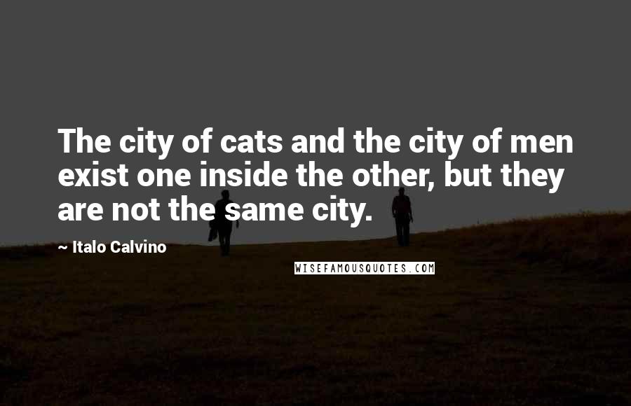 Italo Calvino quotes: The city of cats and the city of men exist one inside the other, but they are not the same city.