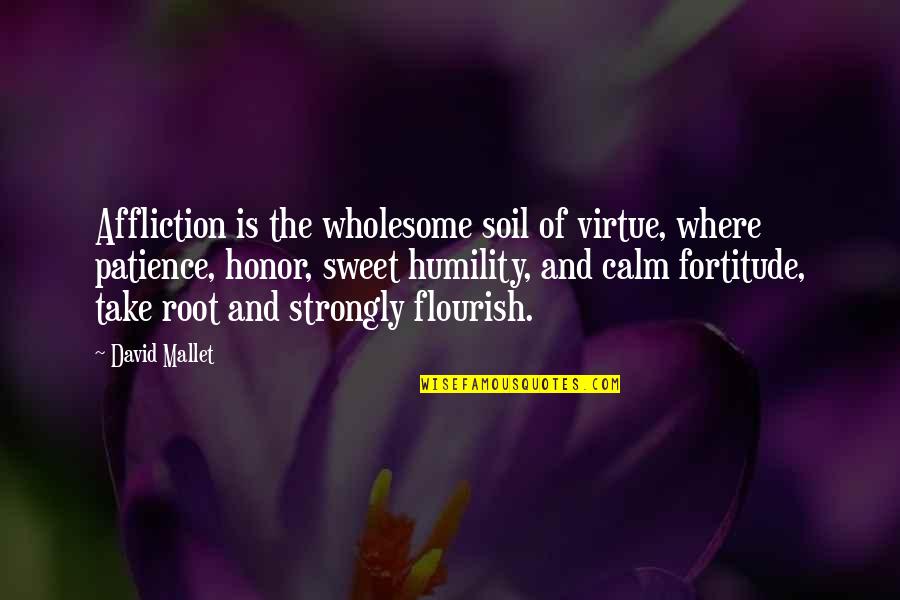 Itani Quotes By David Mallet: Affliction is the wholesome soil of virtue, where Itani Quotes By David Mallet: Affliction is the wholesome soil of virtue, where