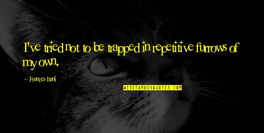Itani Quotes By Frances Itani: I've tried not to be trapped in repetitive Itani Quotes By Frances Itani: I've tried not to be trapped in repetitive