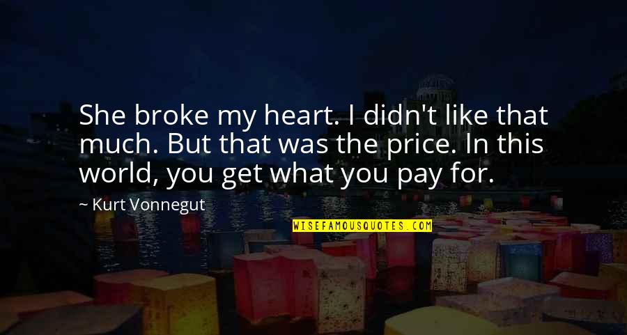 Itches And Burs Quotes By Kurt Vonnegut: She broke my heart. I didn't like that Itches And Burs Quotes By Kurt Vonnegut: She broke my heart. I didn't like that