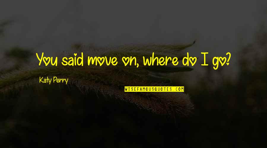 Item Quote Quotes By Katy Perry: You said move on, where do I go?