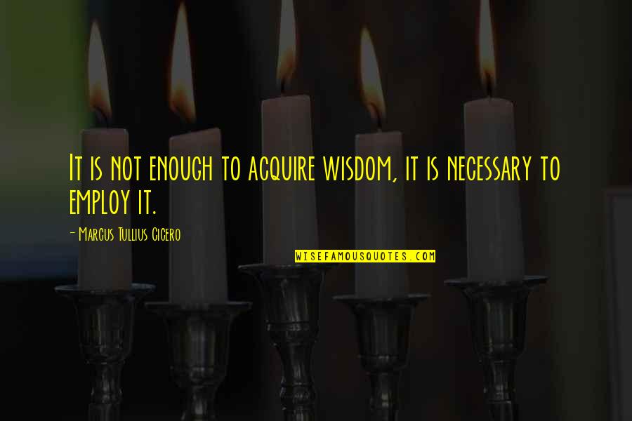 Iterative Process Quotes By Marcus Tullius Cicero: It is not enough to acquire wisdom, it