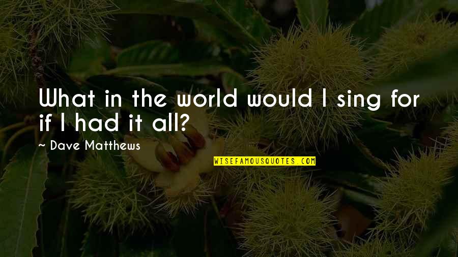 I'th'world Quotes By Dave Matthews: What in the world would I sing for