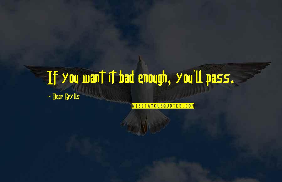 It'll Pass Quotes By Bear Grylls: If you want it bad enough, you'll pass.