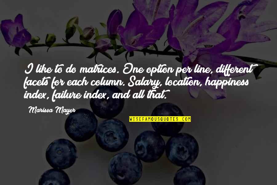 Itonlytakesone Quotes By Marissa Mayer: I like to do matrices. One option per