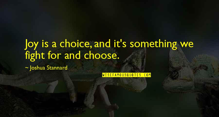 It's A Choice Quotes By Joshua Stannard: Joy is a choice, and it's something we