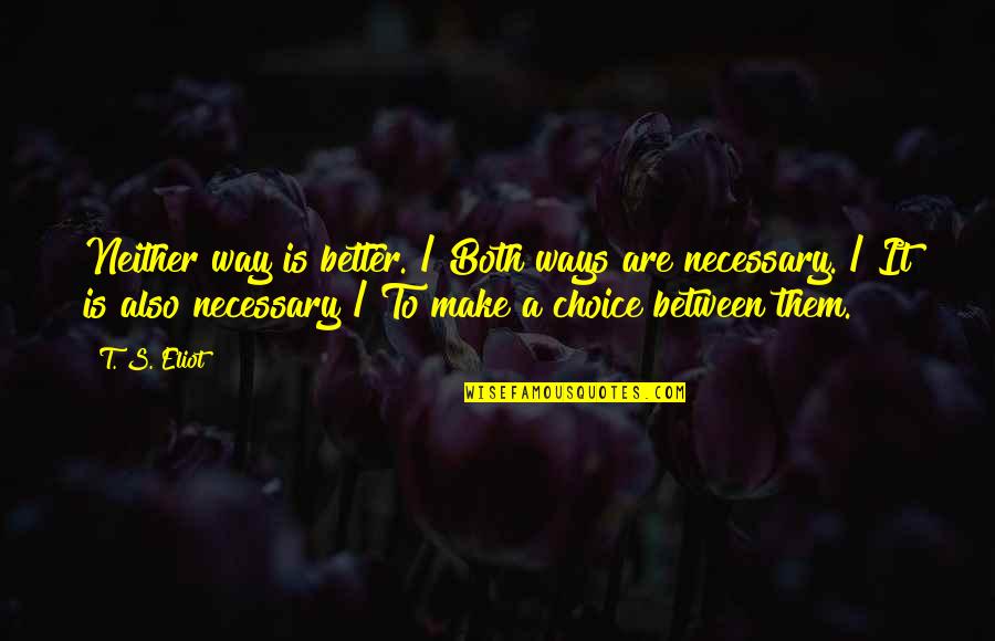 It's A Choice Quotes By T. S. Eliot: Neither way is better. / Both ways are