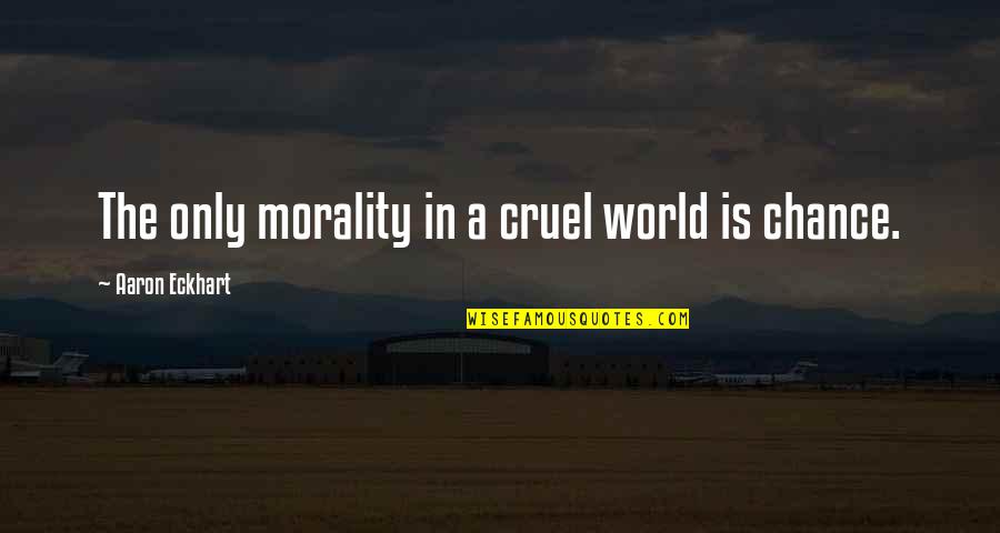 It's A Cruel World Out There Quotes By Aaron Eckhart: The only morality in a cruel world is