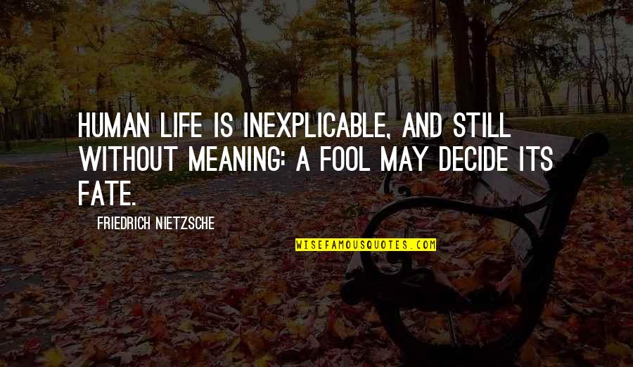 Its A Life Quotes By Friedrich Nietzsche: Human life is inexplicable, and still without meaning: