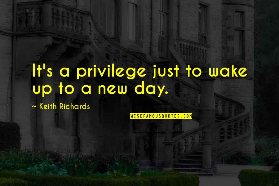 It's A New Day Quotes By Keith Richards: It's a privilege just to wake up to