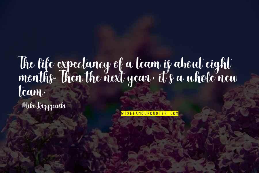 It's A New Life Quotes By Mike Krzyzewski: The life expectancy of a team is about